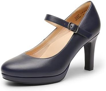 DREAM PAIRS Women's Close Toe Classic High Heels Round Toe Comfortable Low Platform Mary Jane Dress...