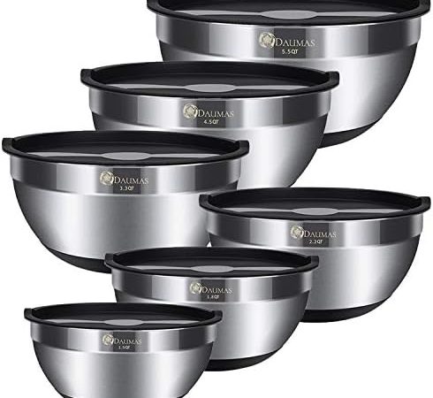 Daumas- 6 Piece Multifunctional, Mixing Bowls Set for Kitchen, Airtight Lids & Non-Slip Bottom in...