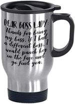 Dear Boss Lady Thanks for Being My Boss Stainless Steel Commuter and Travel Mug Funny Birthday Gift...