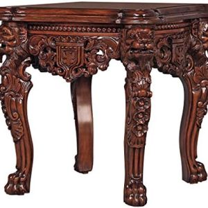 Design Toscano Lord Raffles Grand Hall Lion Leg Side End Table, 26 Inch, walnut