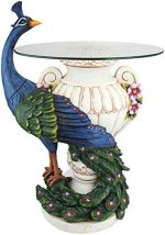 Design Toscano Staverden Castle Peacock Glass Topped Side Table, 17 Inches Wide, 16 Inches Deep, 25...