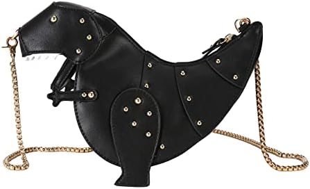 Dinosaur Shaped Shoulder Handbag PU Leather Rivet Purses Crossbody Bag for Girl Animal Novelty Purse
