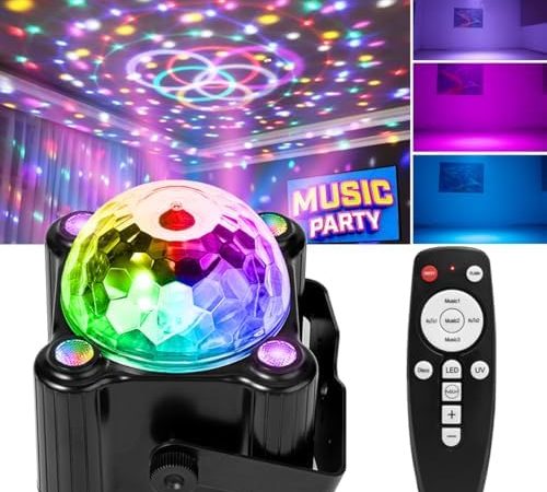 Disco Ball Party Lights Sound Activated Strobe DJ Stage Lighting for Indoor Room Outdoor Dance Floor...