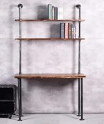 Diwhy Industrial Style Office Decor,Computer Desk 47.2"×20"×79" with 2-Tier Storage Pipe...