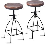 Diwhy Industrial Vintage Rustic Bar Stool, Kitchen Counter Height Adjustable,Metal Stool,Swivel...