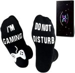 Do Not Disturb I'M Gaming Socks, Teen Boys Gift Teenage Stocking Stuffers Gamer Sock for Men,...