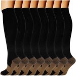 Double Couple 8 Pairs Compression Socks Men Women 20-30 mmHg Knee High Compression Stockings for...