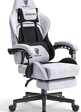 Dowinx Gaming Chair Fabric with Pocket Spring Cushion, Massage Game Chair Cloth with Headrest,...