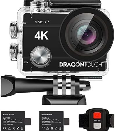 Dragon Touch 4K Action Camera 20MP Vision 3 Underwater Waterproof Camera 170° Wide Angle WiFi Sports...