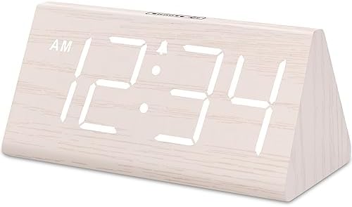 DreamSky Wooden Digital Alarm Clocks for Bedrooms - Electric Desk Clock with Large Numbers, USB...