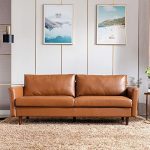 Dreamsir 80'' Faux Leather Sofa Couch, Mid-Century Modern Sofa with Solid Wooden Frame & Padded...