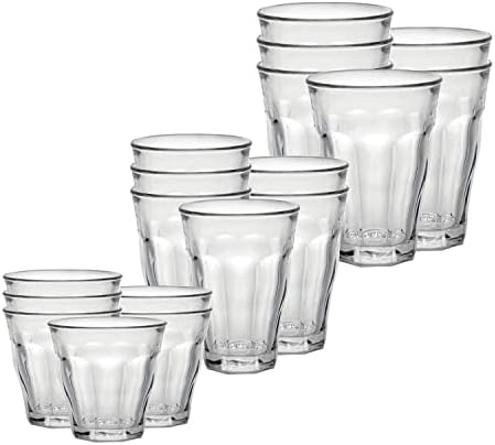 Duralex Picardie 18 Piece Clear Tempered Glass Drinkware and Tumbler Cup Set for Wine, Tea, Water,...