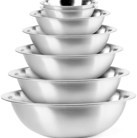EHOMEA2Z Mixing Bowls Metal Stainless Steel Set (7 Pack) Kitchen Nesting Bowls for Space Saving...