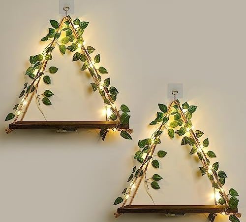 EHORIA Floating Shelves,Bedroom Wall Decor,Wall Shelf,No Drilling Installation,Decorative Leaves and...