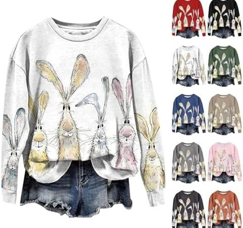 Easter Shirts for Women 2024 Long Sleeve Cute Bunny Crewneck Sweatshirt Rabbit Graphic Casual Summer...