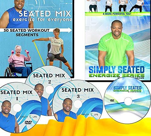 Easy to Follow Chair Exercise for Seniors- 4 DVDs + 30 Seated Senior Exercise Segments + Resistance...