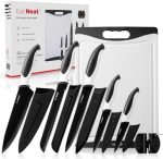 EatNeat 12-Piece Knife Set: Ergonomic Sleek Black Non-Stick Coated Stainless Steel Knives,...