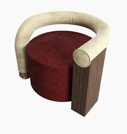 Elegant Minimalist Tiger Velvet Lounge Chair – L-Shaped Sofa for Modern Living Cream/Red