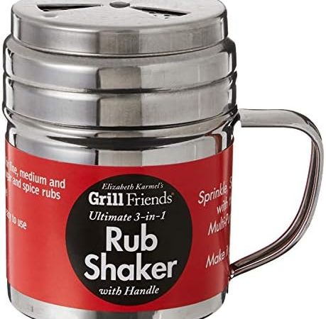 Elizabeth Karmel’s Adjustable Dry Rub Shaker with Holes for Medium and Coarse Grind Seasonings,...