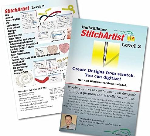 Embrilliance StitchArtist Level 2 Digitizing Embroidery Software for MAC & PC