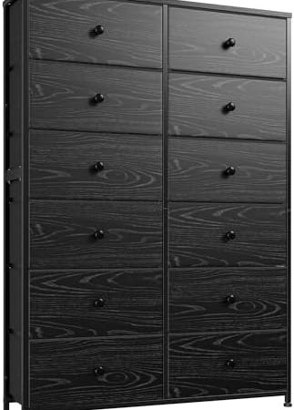 EnHomee Black Dresser for Bedroom with 12 Drawers Tall Dressers & Chests of Drawers for Bedroom...