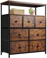 EnHomee Dresser for Bedroom, Dressers & Chest of Drawers for Closet, 7 Drawers Rustic Dresser with...