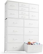 EnHomee White Dresser for Bedroom with 16 Drawers, White Tall Dressers for Bedroom with Wooden Top...