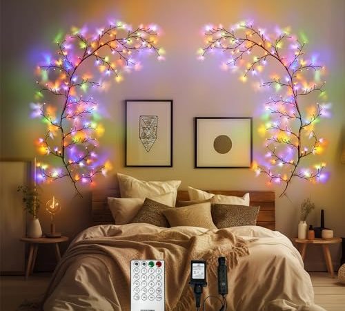 Enchanted Willow Vine Lights for Home Decor with 160LEDs, 8.2FT Voice-Activated Wall Decoration...
