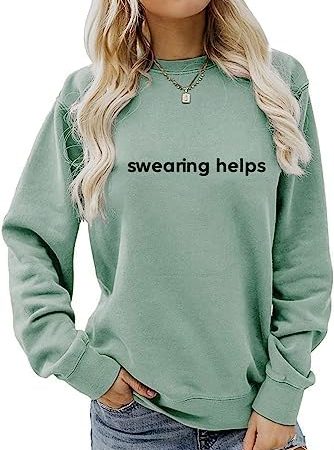 Enviarbrillo Swearing Helps Sweatshirt for Women Sarcastic Shirt Funny Saying Crewneck Hoodie...