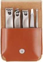 Eryu Nail Clippers Set (5Pcs), Stainless Steel Fingernail Clippers for Men & Women, with Leather...