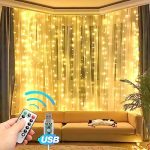 Eueasy 300 LED Curtain Lights, 9.8ft x 9.8ft Fairy Lights with 8 Modes, String Hanging Lights,...