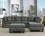 Evedy Modern Sectional, Living Room Furniture Sets,L-Shaped Couch with Storage Ottoman,3-Seaters...