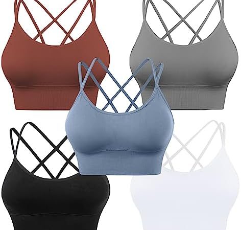 Evercute Cross Back Sport Bras Padded Strappy Criss Cross Cropped Bras for Yoga Workout Fitness Low...