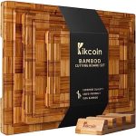 Extra Large Bamboo Cutting Boards, (Set of 3) Chopping Boards with Juice Groove Bamboo Wood Cutting...