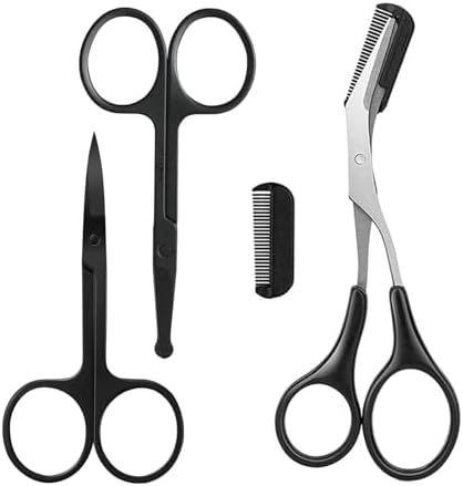 Eyebrow Scissors with Comb, KAJUDA Facial Hair Small Grooming Scissors For Men Women - Eyebrow...
