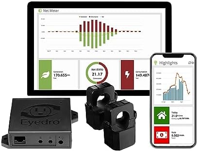 Eyedro Home Energy Monitor | Solar Energy/Net Metering | Save on Electricity | Bills & Reports |...