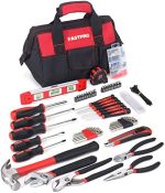 FASTPRO 215-Piece Home Repairing Tool Set with 12-Inch Wide Mouth Open Storage Bag,Household Hand...