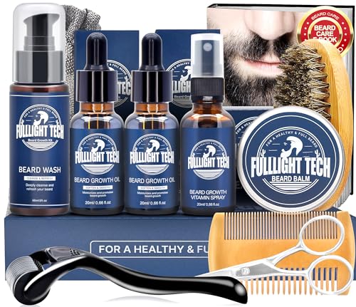 FULLLIGHT TECH Beard Kit,Beard Grooming Kit for Men w/Beard Vitamin Spray,Beard...