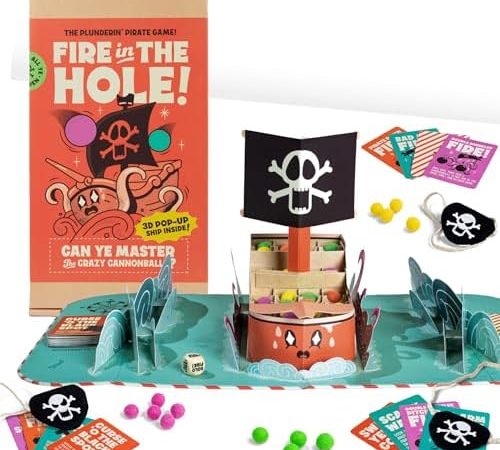 Fire in The Hole - Pirate, Plastic-Free Pop Up Party Game for Kids, Teens and Adults. Eco-Friendly,...