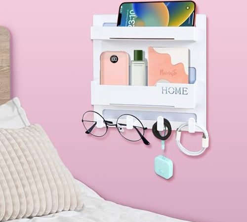 Floating Shelves for Bedside Shelf Accessories Organizer, Wall Mount Self Stick On, Cute Room Decor...