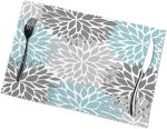 Flower Gray and Light Blue Placemats Set of 6 Heat-Resistant Washable Table Place Mat for Dining...