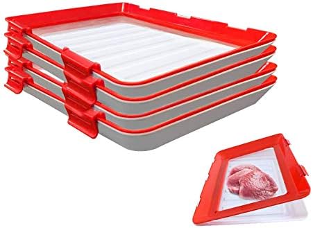 Food Preservation Trays- Stackable, Reusable Food Tray with Plastic Lid, Durable，Superior for...