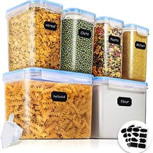 Food Storage Containers, 6 Pieces BPA Free Plastic Airtight Food Storage Containers for Flour, Sugar...