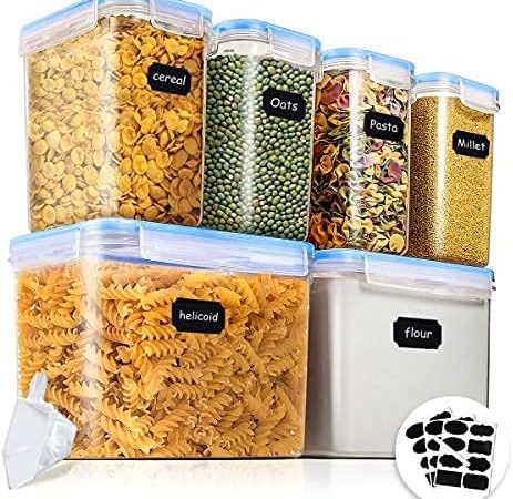 Food Storage Containers, 6 Pieces BPA Free Plastic Airtight Food Storage Containers for Flour, Sugar...