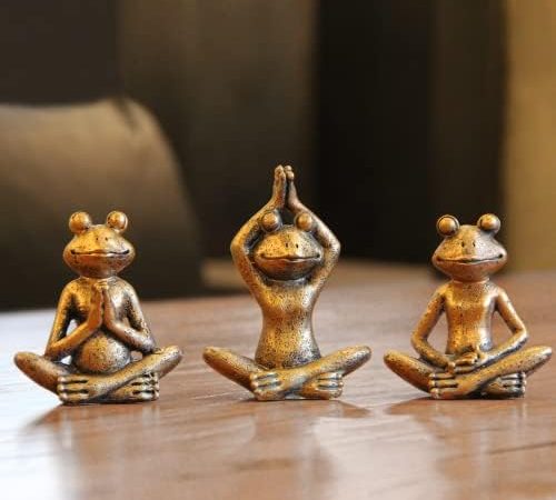 Frog figurines yoga zen decor – frog yoga statues for home decor,set of 3 yoga statues and...
