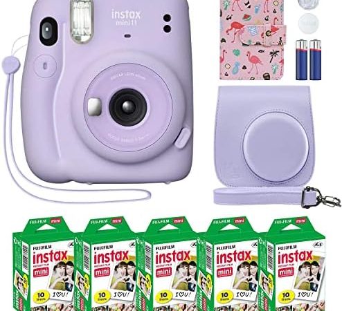 Fujifilm Instax Mini 11 Instant Camera Lilac Purple + Custom Case + Fuji Instax Film Value Pack (50...