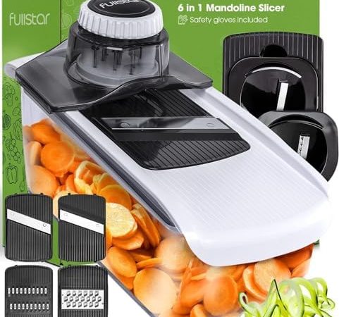 Fullstar Mandoline Slicer for Kitchen, Cheese Grater Vegetable Spiralizer and Veggie Slicer for...