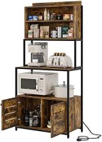 Furniouse 5-Tier Kitchen Bakers Rack with Power Outlet, Industrial Microwave Oven Stand with...