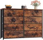 Furnulem Fabric Dresser with 8 Large Drawers, Wide Console Table for 50'' TV, Industrial Dresser for...