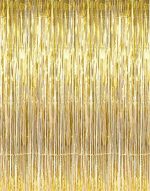 GOER 3.2 ft x 9.8 ft Metallic Tinsel Foil Fringe Curtains Party Photo Backdrop Party Streamers for...